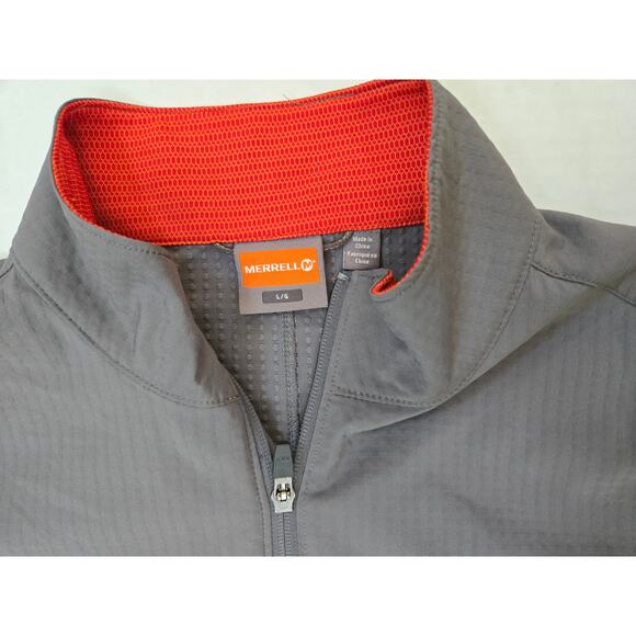 MERRELL Mens softshell Windbreaker Jacket size L Gray / Orange Full Zip EUC - Picture 3 of 6